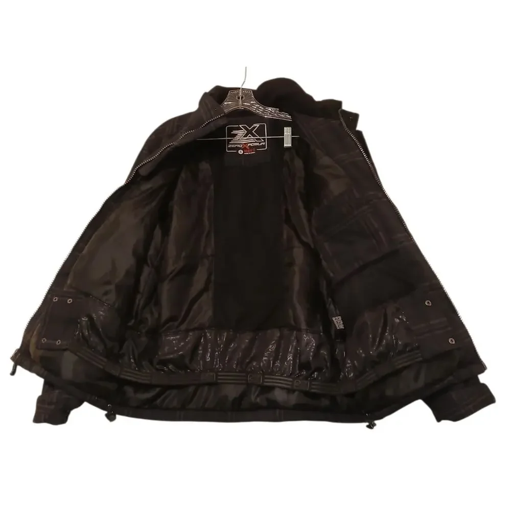 Mens Small Heavy Coat Full Zip Softshell Black Gray Plaid‎ Insulated Zip Pockets